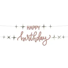 Bokstav-girlander Happy Birthday Kremrosa