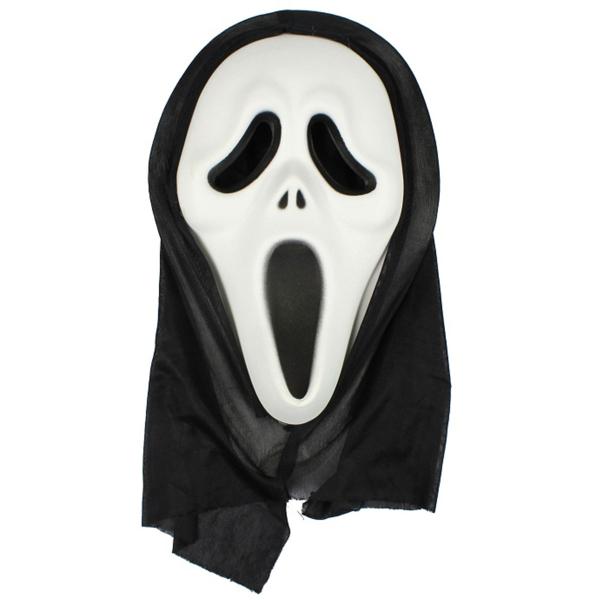 Skrekkmaske med Hette Hvit/Svart