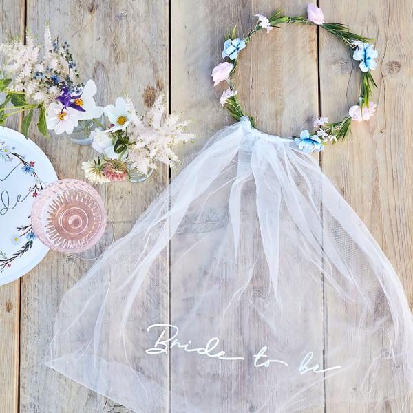 Bride To Be Blomsterkrans med Slør