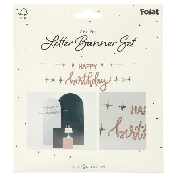 Bokstav-girlander Happy Birthday Kremrosa