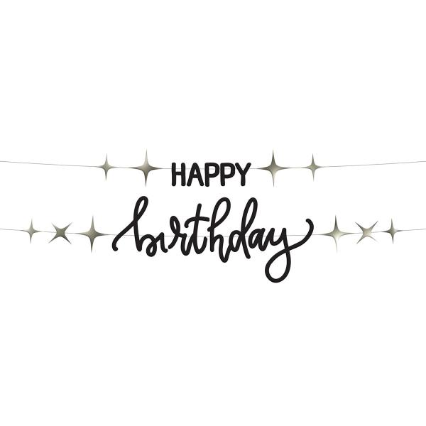 Bokstav-girlander Happy Birthday Svart