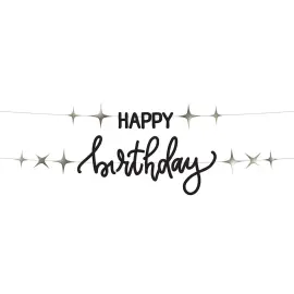 Bokstav-girlander Happy Birthday Svart