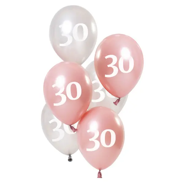 30-års Ballonger Rosa & Sølv