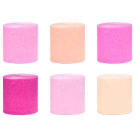 Kreppapir Rosa/Fersken/Aprikos 6-pakning