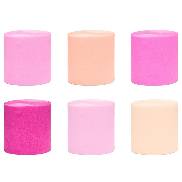 Kreppapir Rosa/Fersken/Aprikos 6-pakning