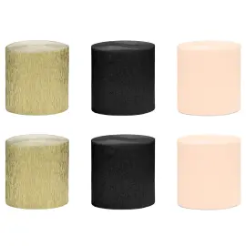 Kreppapir Svart/Gull/Fersken 6-pakning