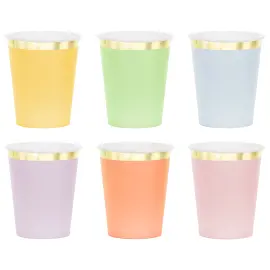 Pappkopper Fargemix med Gullkant 6-pakning