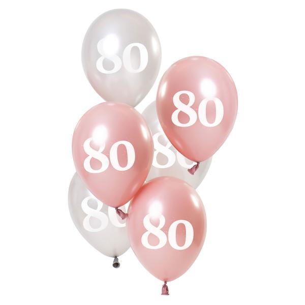 80-års Ballonger Rosa & Sølv