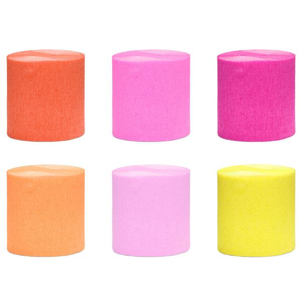 Kreppapir Rosa/Oransje/Gul 6-pakning