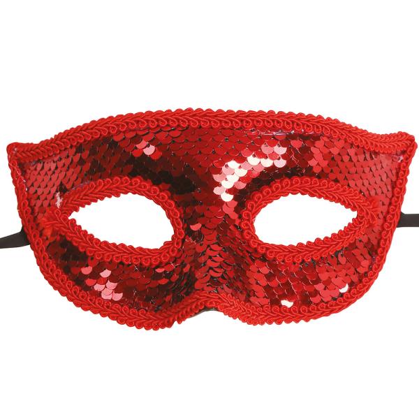 Halvmaske med Paljetter Rød
