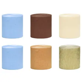 Kreppapir Lysebl&aring;/Brun 6-pakning