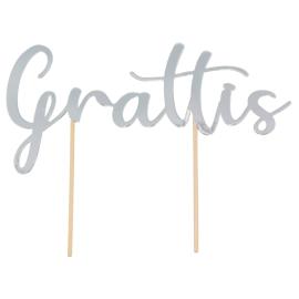 Kakepynt Grattis Sølv