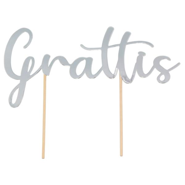 Kakepynt Grattis Sølv