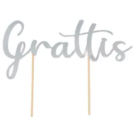 Kakepynt Grattis Sølv