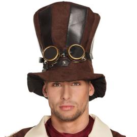 Brun Steampunk Hatt med Pilotbriller