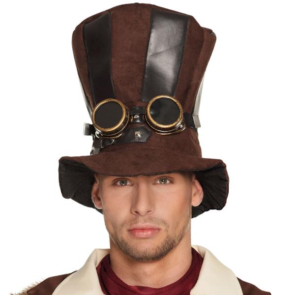 Brun Steampunk Hatt med Pilotbriller
