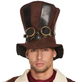 Brun Steampunk Hatt med Pilotbriller