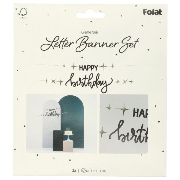 Bokstav-girlander Happy Birthday Svart
