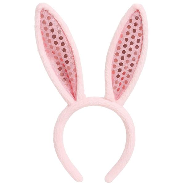 Kaninører Hårbøyle med Paljetter Rosa