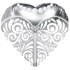 Folieballong Brudekjole S&oslash;lv 45 cm