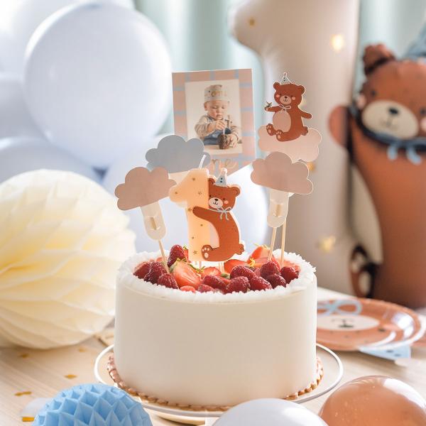 Cake Toppers Teddybjørn 1 år 5-pakning