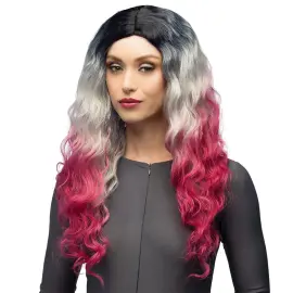 B&oslash;lgete Svart, Gr&aring; & Rosa Ombre Parykk