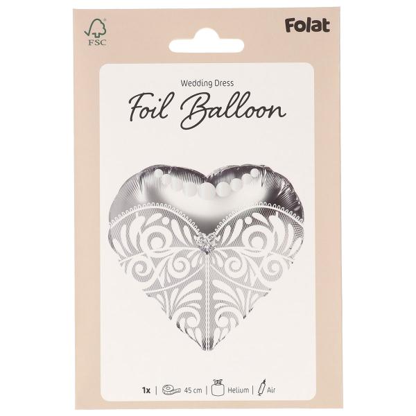 Folieballong Brudekjole Sølv 45 cm