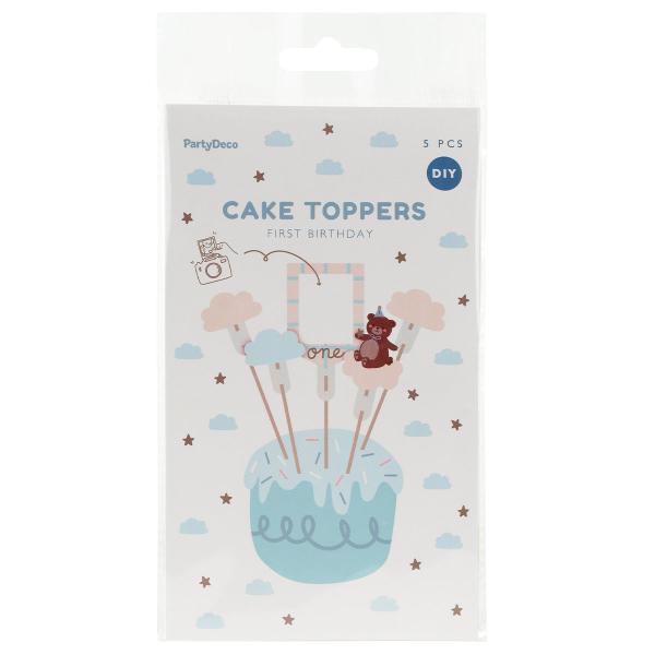 Cake Toppers Teddybjørn 1 år 5-pakning