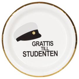 Papptallerkener Studentlue 23 cm 8-pakning