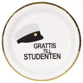 Papptallerkener Studentlue 23 cm 8-pakning