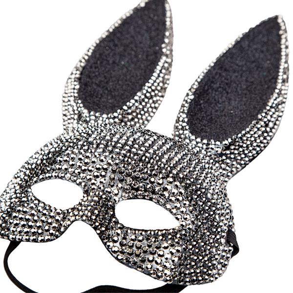 Kanin Halvmaske med Strass