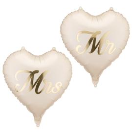 Mr & Mrs Folieballonger Hjerte 2-pakning