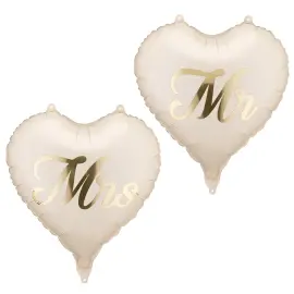 Mr & Mrs Folieballonger Hjerte 2-pakning