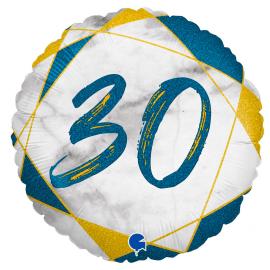 Marble 30 Holografisk Ballong Mørkeblå