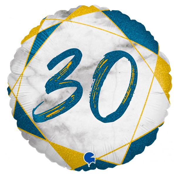 Marble 30 Holografisk Ballong Mørkeblå
