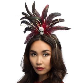 Voodoo Hårbøyle med Fjær/Hodeskalle