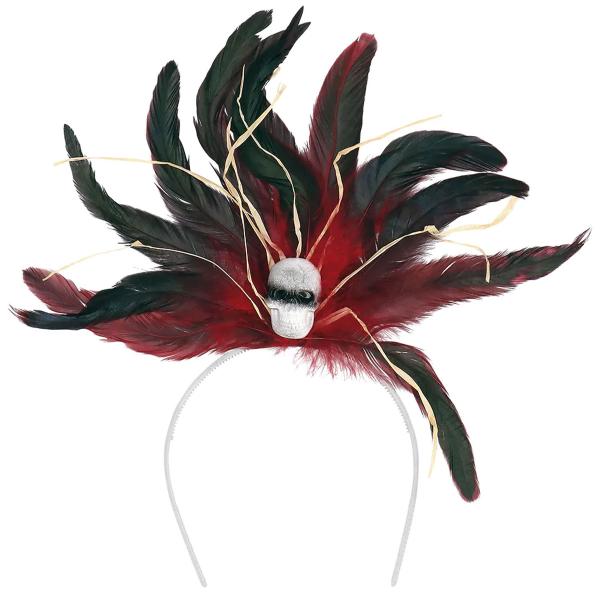 Voodoo Hårbøyle med Fjær/Hodeskalle