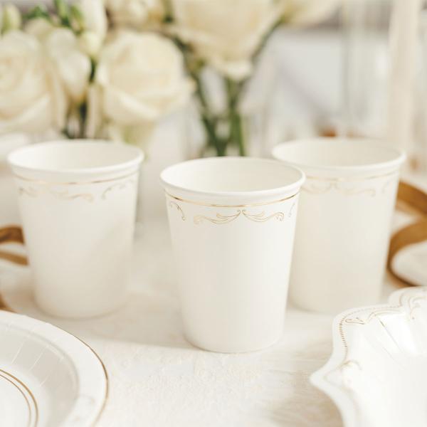 Pappkopper Ornament Gull/Hvit 22 cl 6-pakning