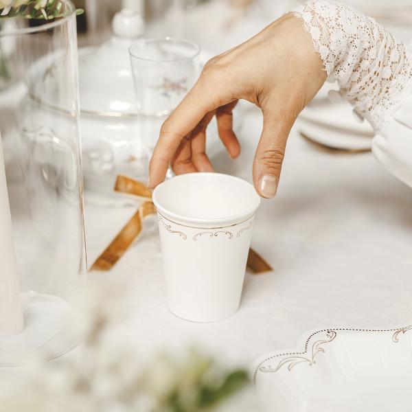 Pappkopper Ornament Gull/Hvit 22 cl 6-pakning