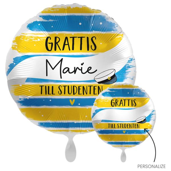 Ballongbukett Grattis till Studenten Blå/Gull