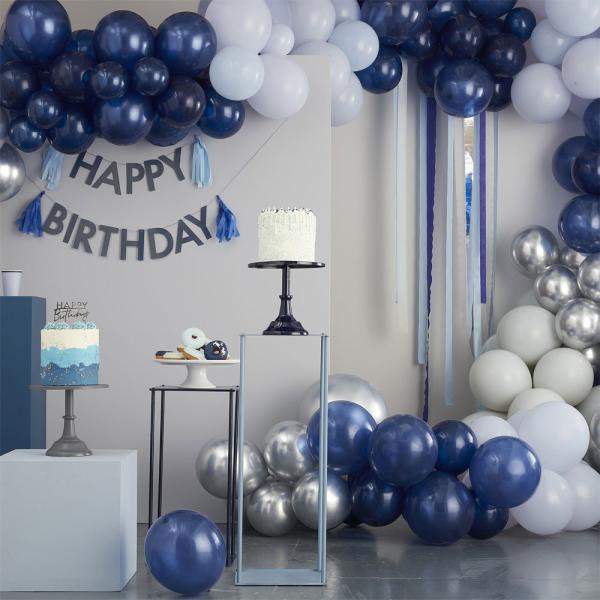Ballongbue Sett Luxe Blått/Silver