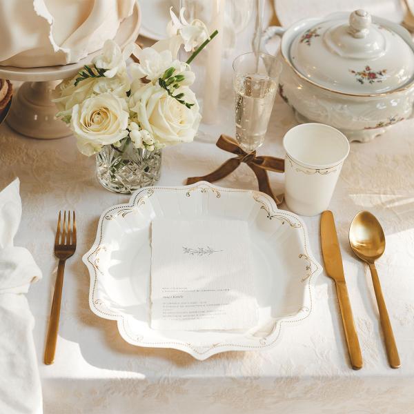 Pappkopper Ornament Gull/Hvit 22 cl 6-pakning