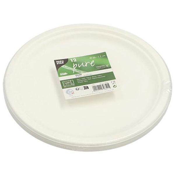 Engangstallerkener Sukkerrør 26 cm 12-pakning
