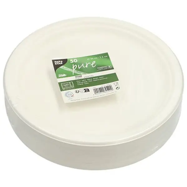 Engangstallerkener Sukkerrør 26 cm 50-pakning