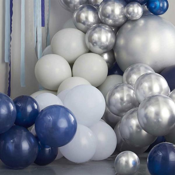 Ballongbue Sett Luxe Blått/Silver