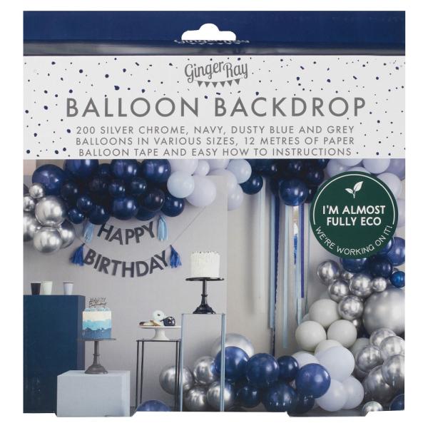 Ballongbue Sett Luxe Blått/Silver