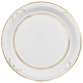 Papptallerkener Ornament Gull/Hvit 23 cm 6-pakning