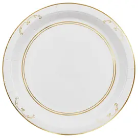 Papptallerkener Ornament Gull/Hvit 23 cm 6-pakning