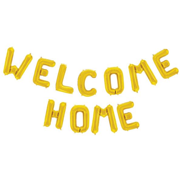 Welcome Home Bokstavballonger Gull