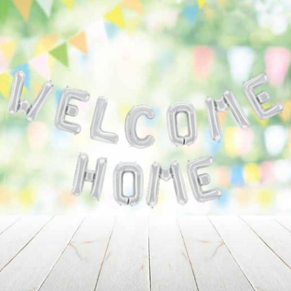 Welcome Home Bokstavballonger Silver